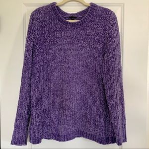 Talbots Purple Chenille Cable Knit Sweater